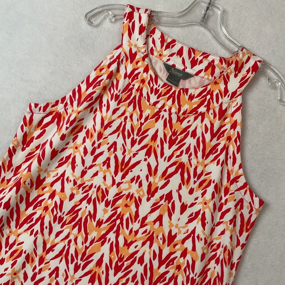 Natural Reflections Womens Red Orange Geometric Knit Sleeveless Shift Dress L